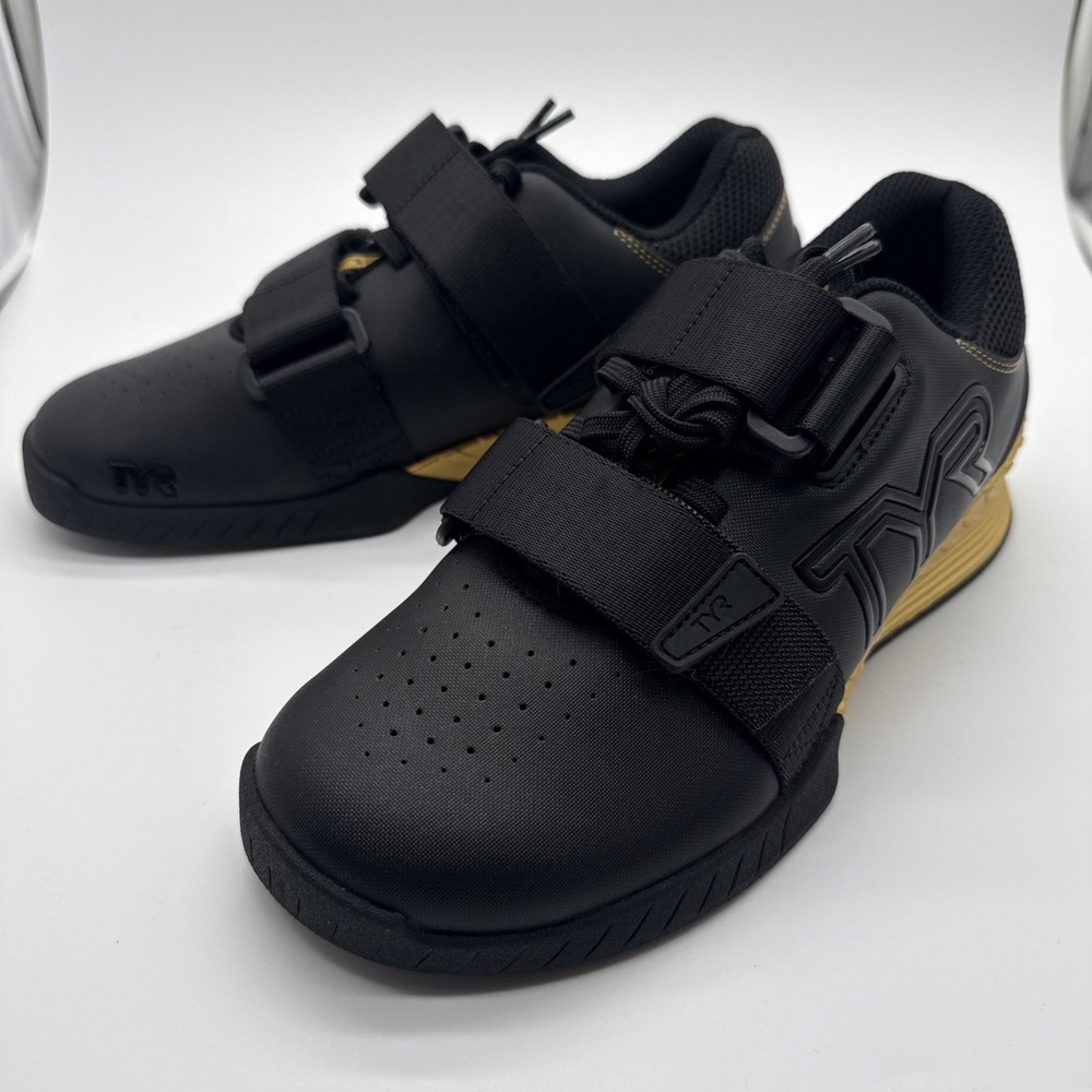 TYR L-1 Lifter Weightlifting Shoes Mens 6.5/ Womens 8 Black Golden